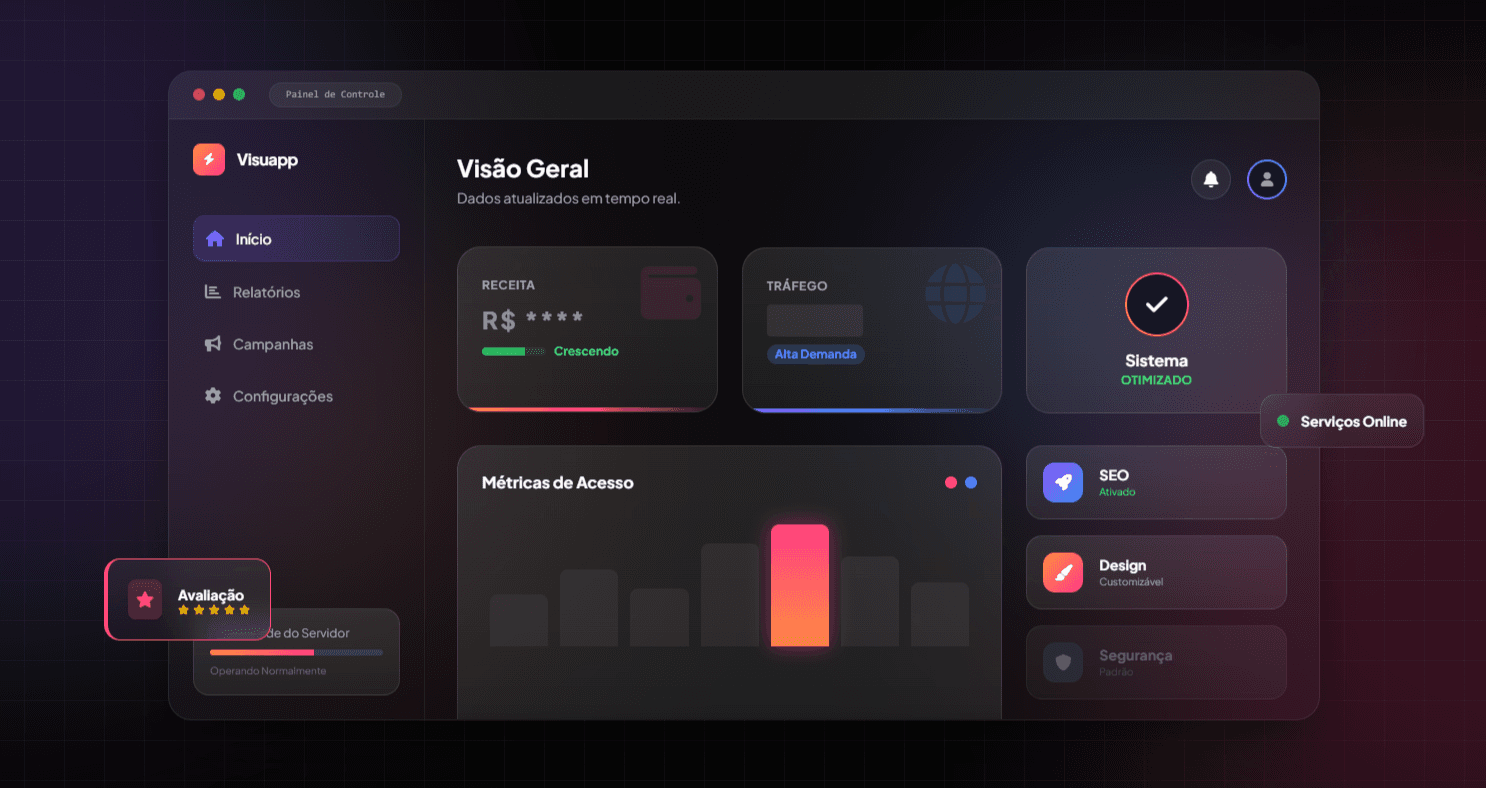 Prévia de um site desenvolvido pela Visuapp Studios em desktop e celular